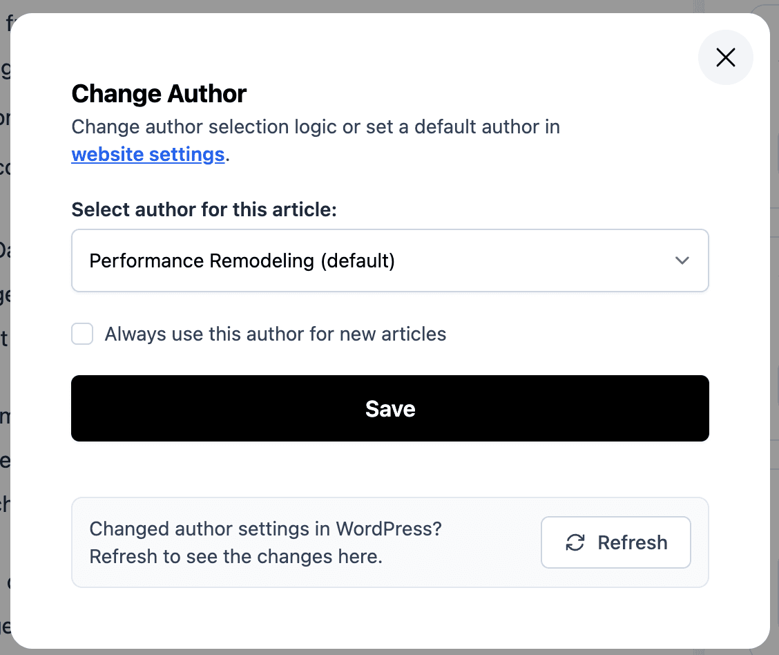 Changing the WordPress author for an article